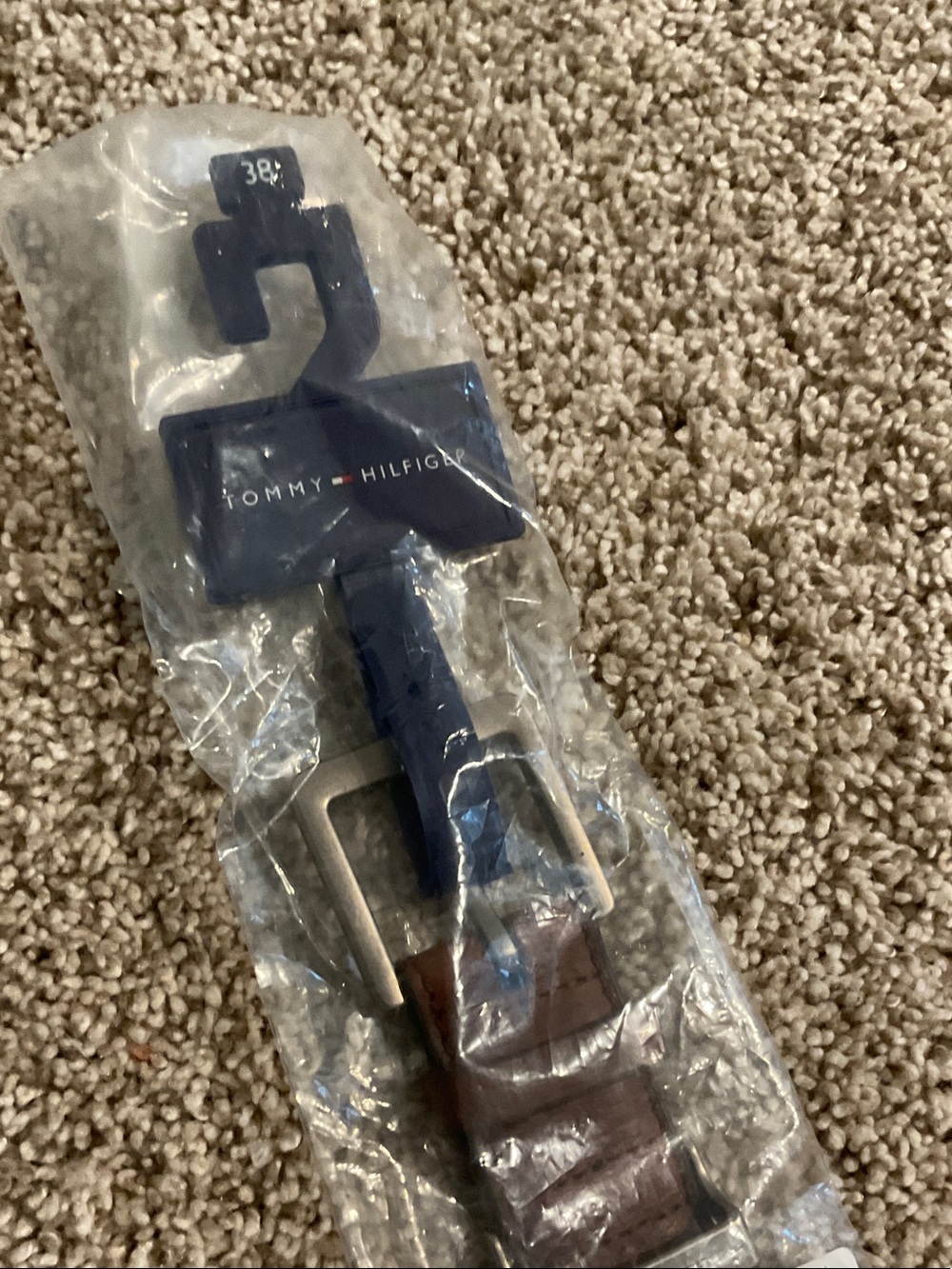 Tommy Hilfiger Brown Leather Belt with Metal Logo Tag